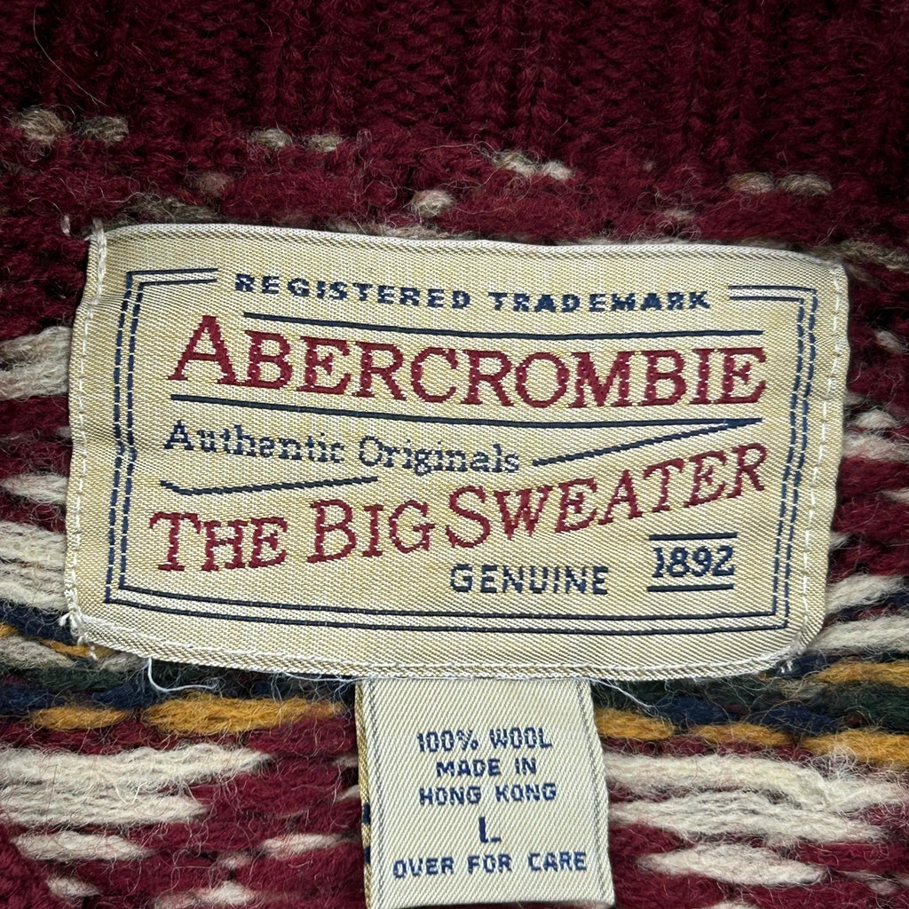Abercrombie & Fitch Christmas Sweater - Large Burgundy Wool - Image 3