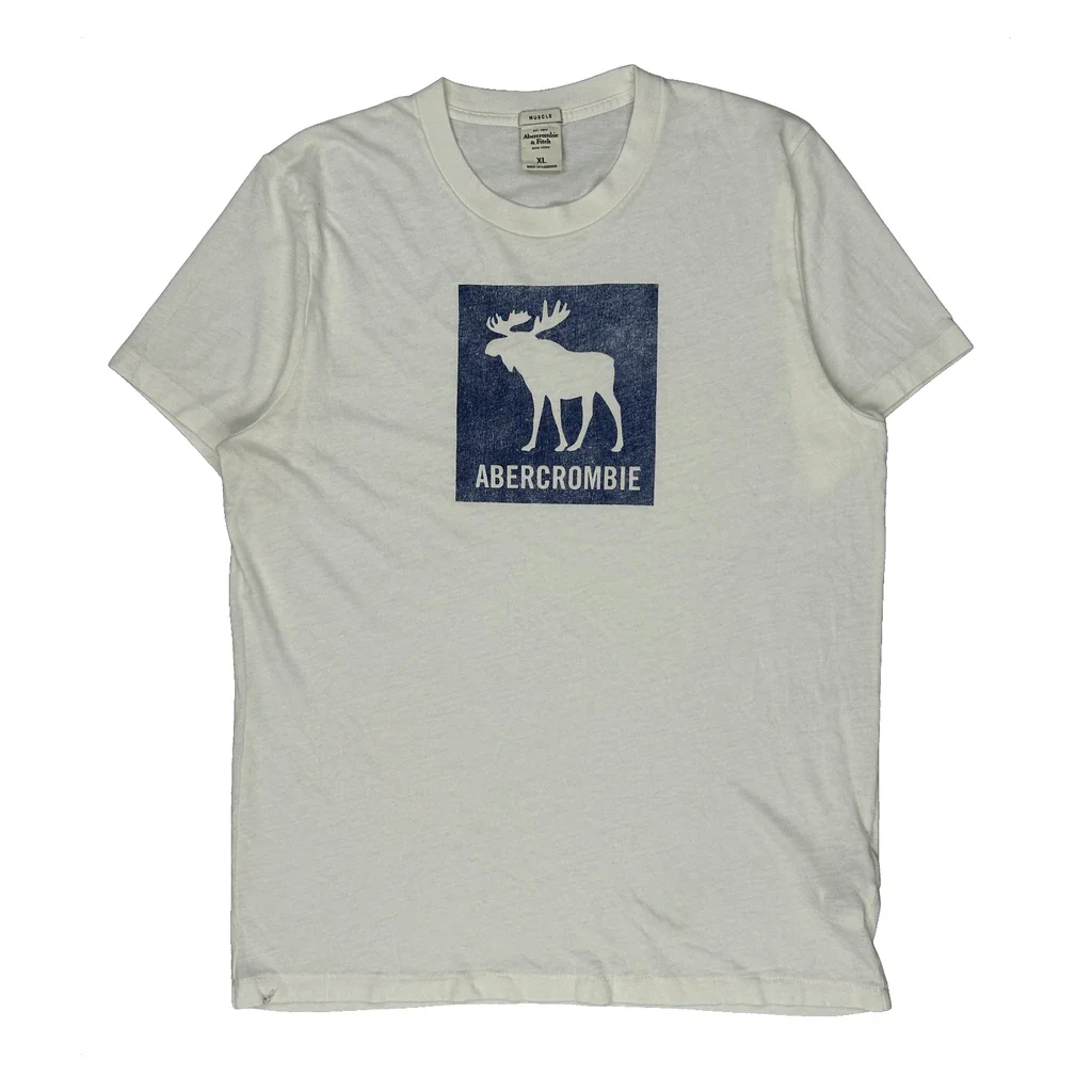 Abercrombie & Fitch T-Shirt - XL White Cotton