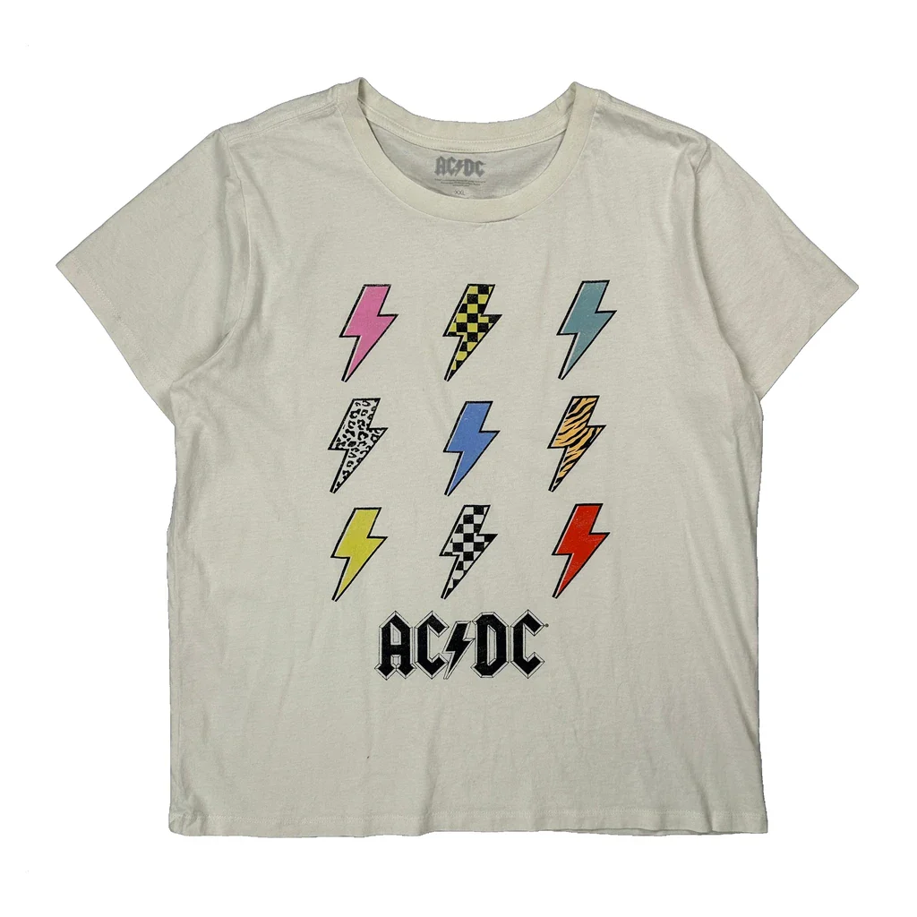 Ac/Dc Band T-Shirt - 2XL White Cotton
