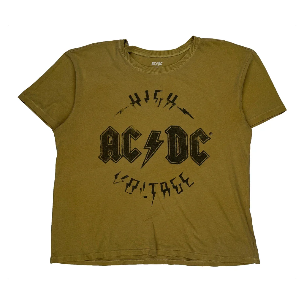 Ac/Dc Band T-Shirt - Large Brown Cotton