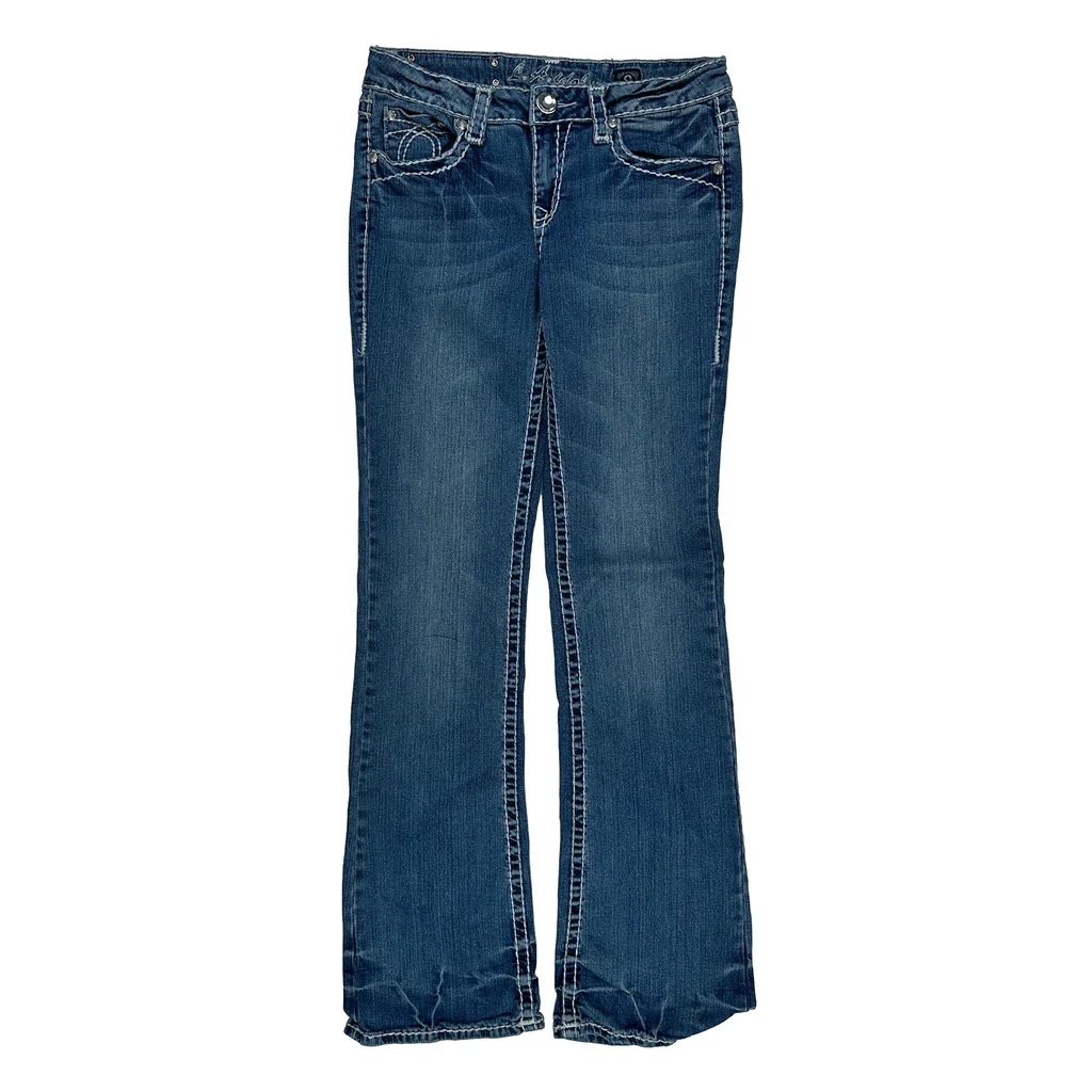 Adele Martin Boot Cut Jeans - 28W UK 6 Blue Cotton - Image 2