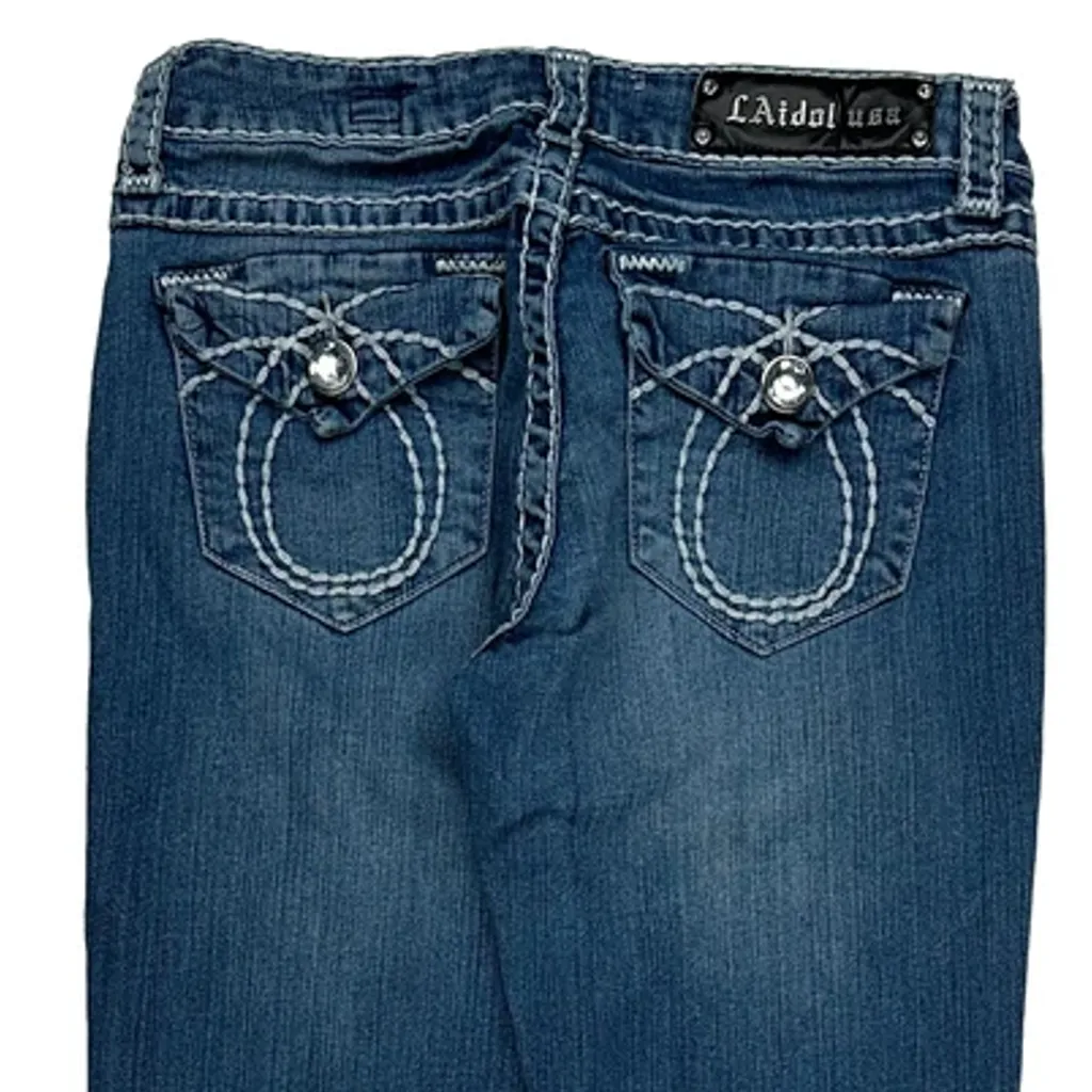 Adele Martin Boot Cut Jeans - 28W UK 6 Blue Cotton - Image 7