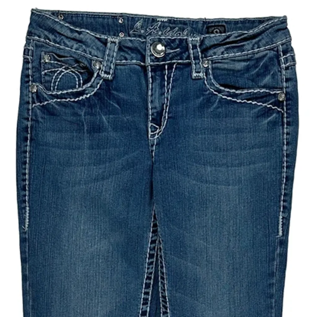 Adele Martin Boot Cut Jeans - 28W UK 6 Blue Cotton - Image 9