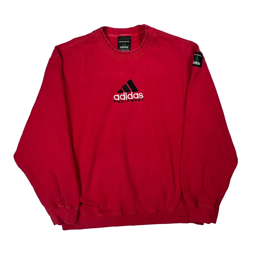 Adidas Equipment Spellout Sweatshirt - 2XL Red Cotton