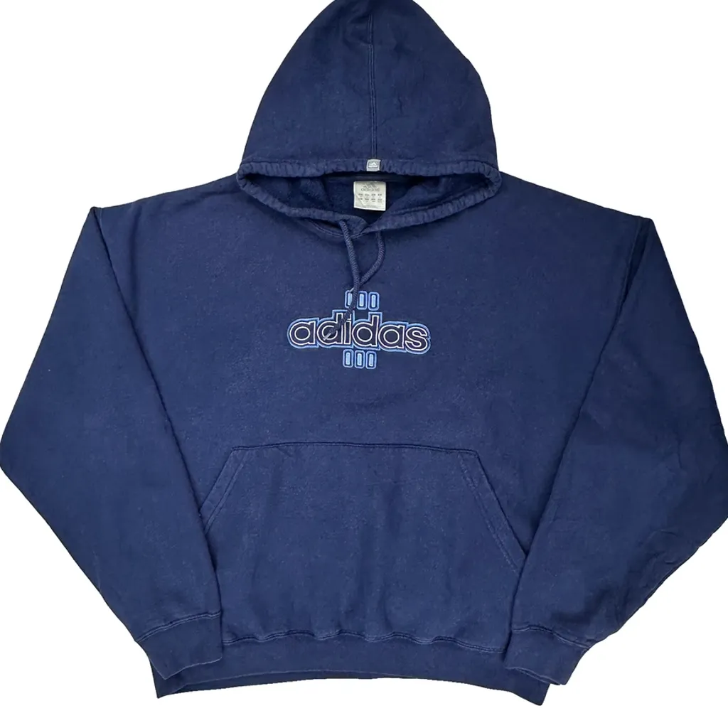 Adidas Spellout Hoodie - XL Blue Cotton - Image 4