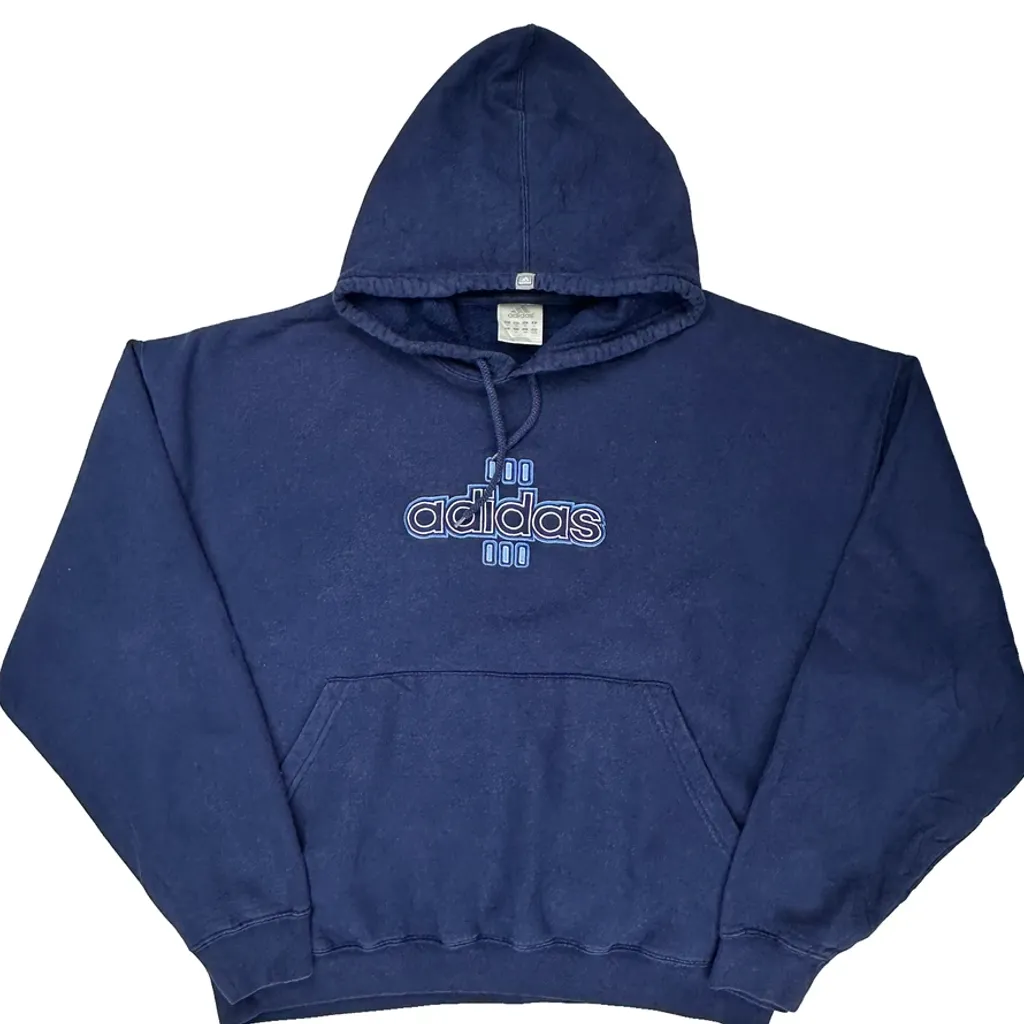 Adidas Spellout Hoodie - XL Blue Cotton - Image 5