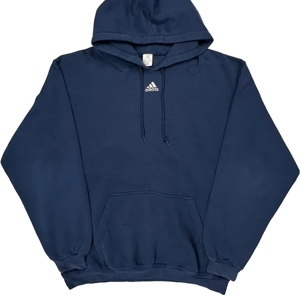 Adidas Hoodie - Large Navy Cotton - Image 4
