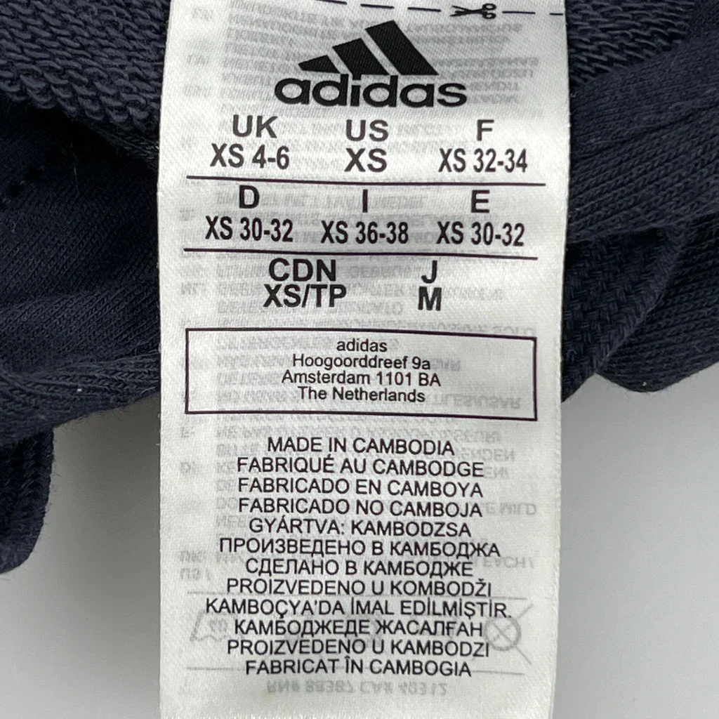 Adidas Hoodie - XS Navy Cotton Blend - Image 3
