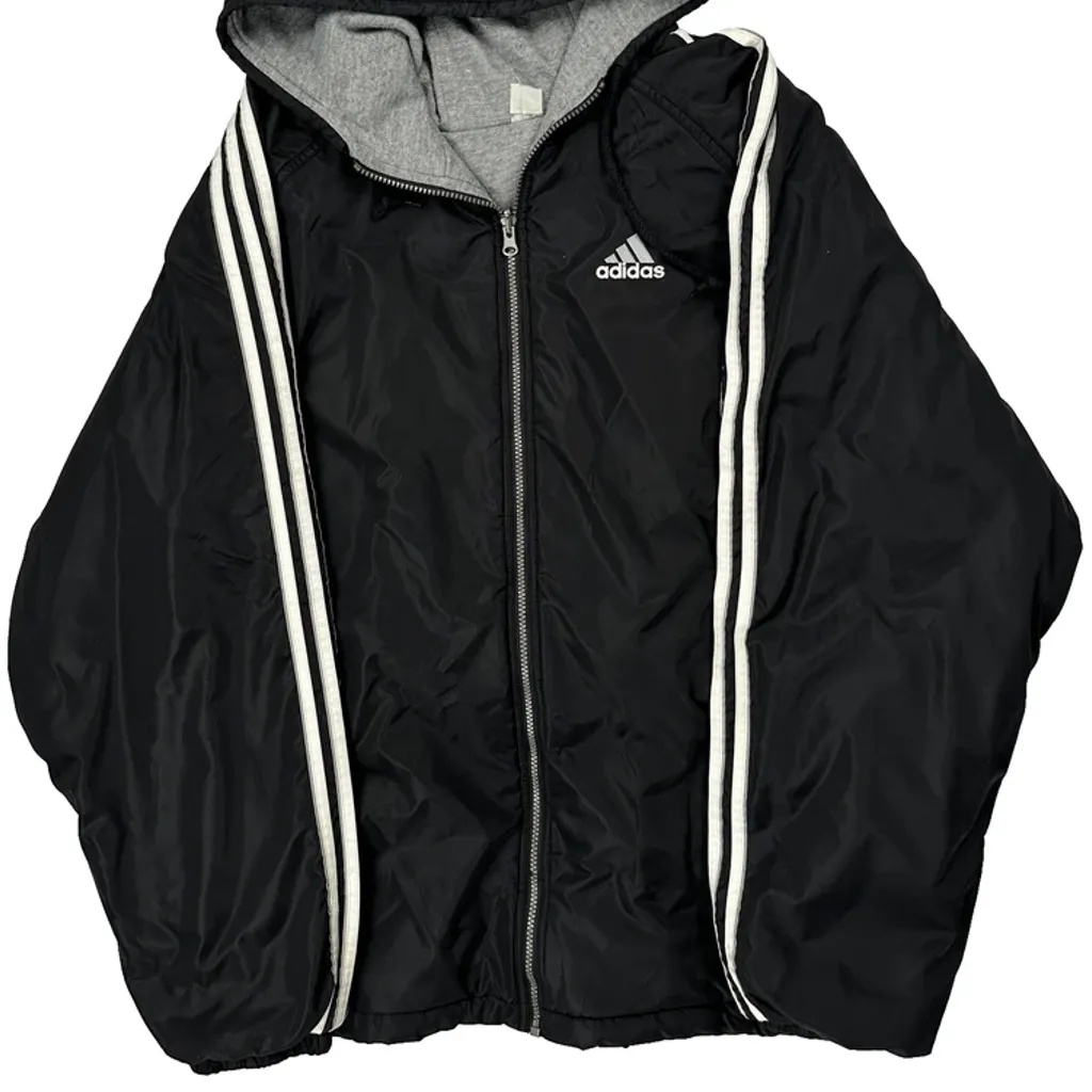 Adidas Striped Jacket - XL Black Nylon - Image 5