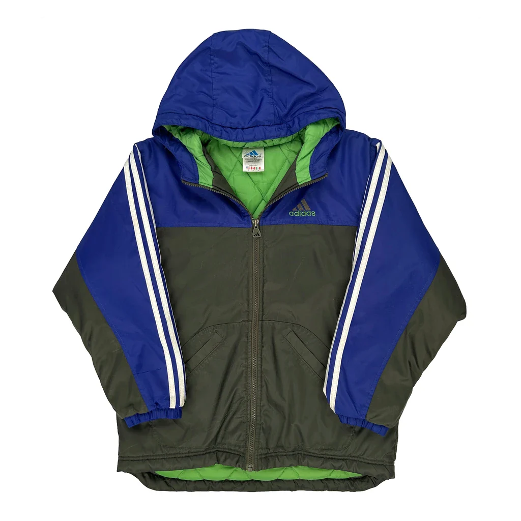 Adidas Striped Jacket - Medium Blue Polyester