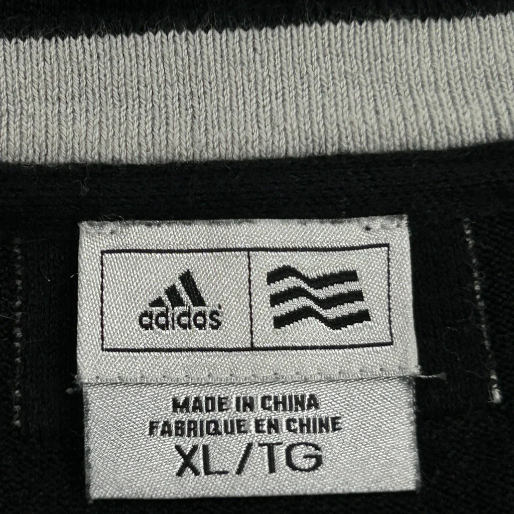Adidas V-Neck Jumper - XL Black Cotton - Image 3