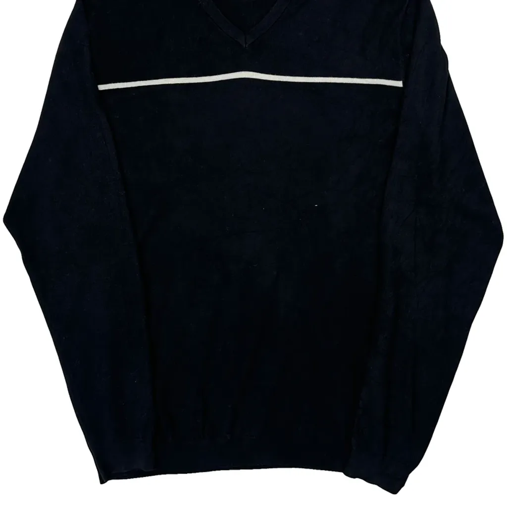 Adidas V-Neck Jumper - XL Black Cotton - Image 4