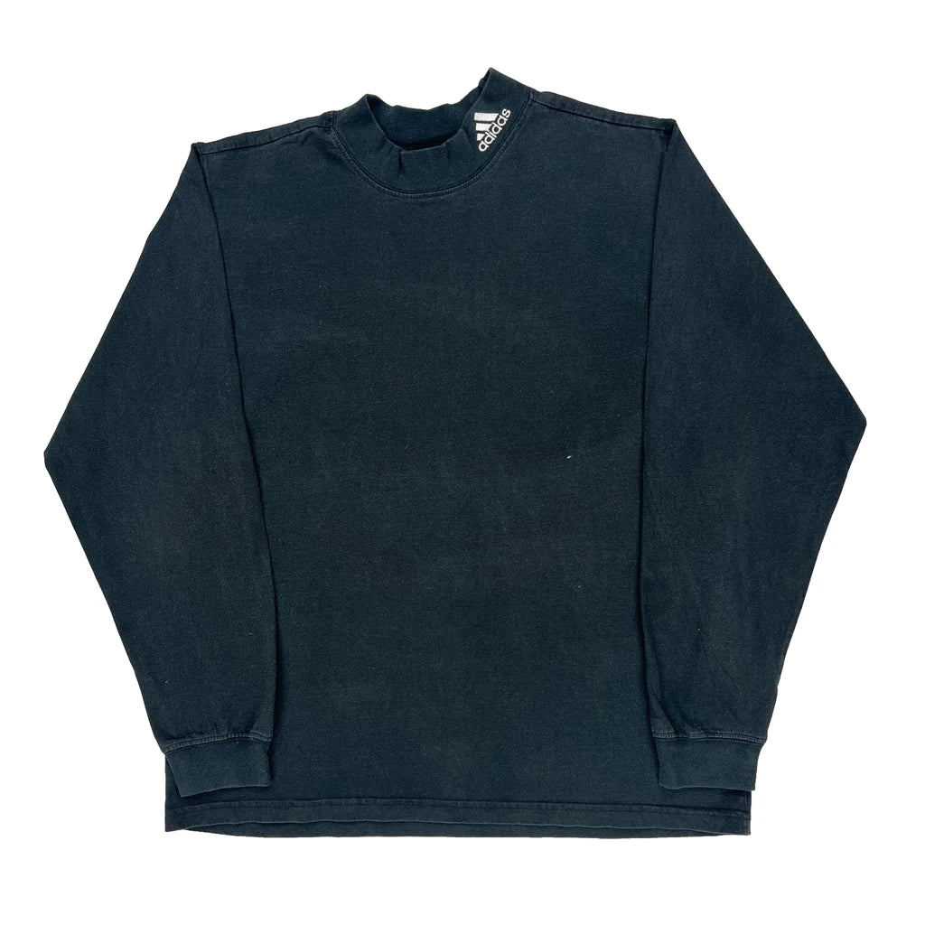 Adidas Long Sleeve T-Shirt - Medium Black Cotton