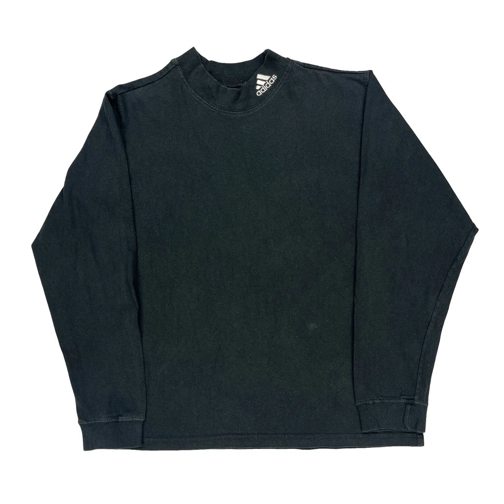 Adidas Long Sleeve T-Shirt - Medium Black Cotton