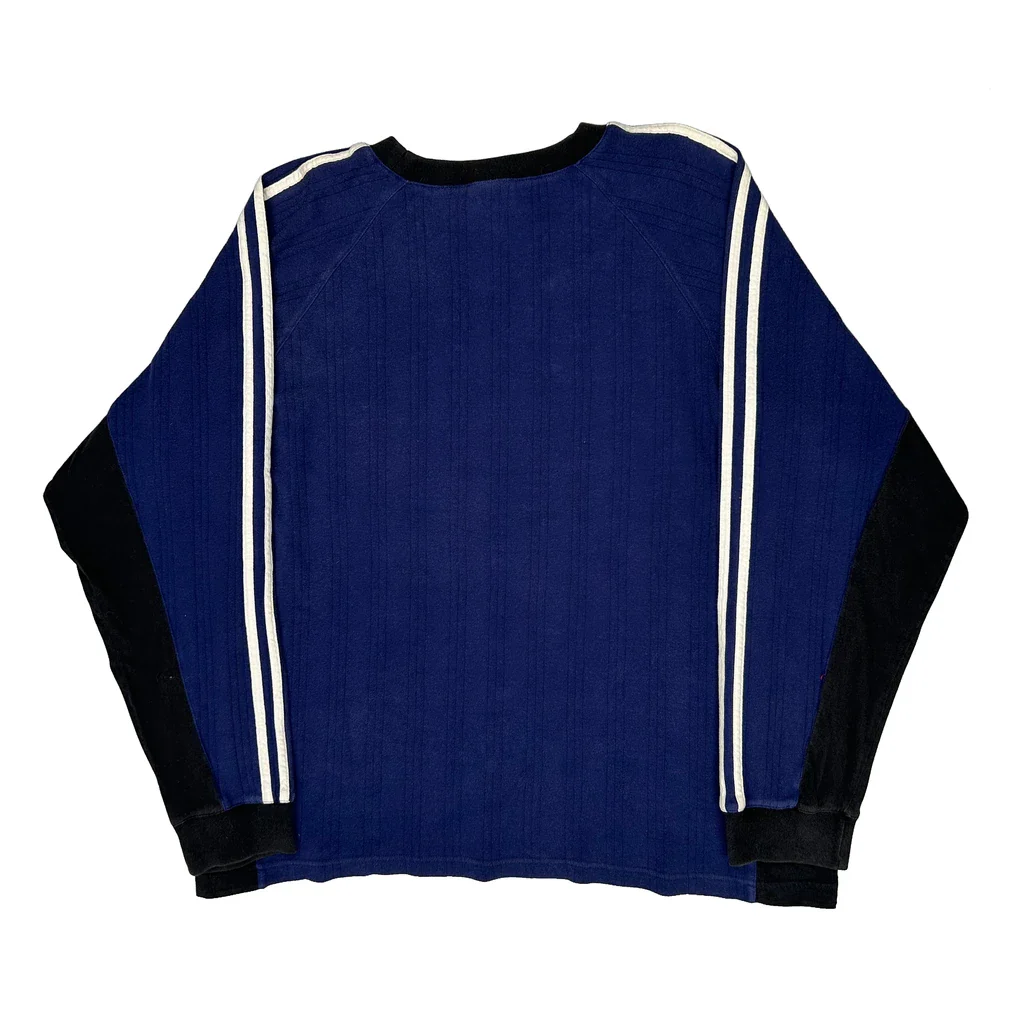 Adidas Striped Long Sleeve T-Shirt - XL Blue Cotton - Image 2
