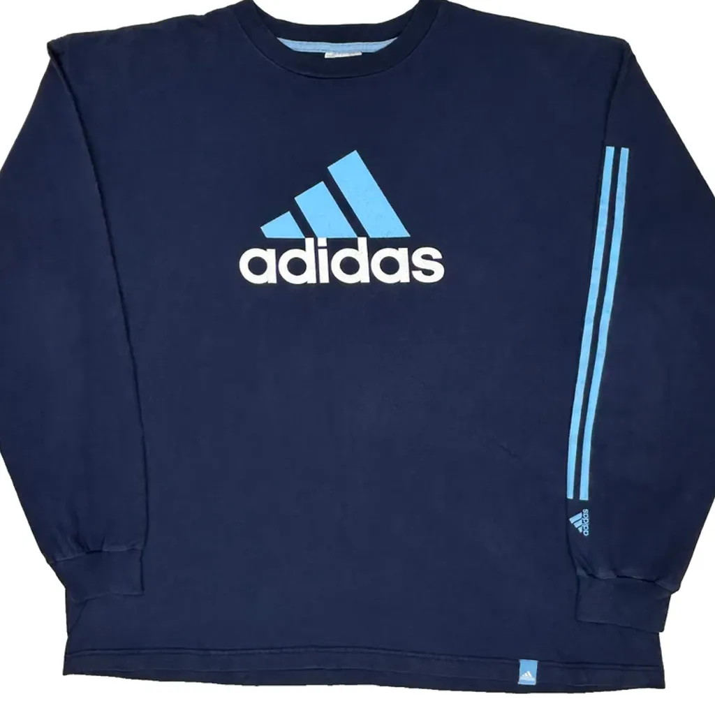 Adidas Long Sleeve T-Shirt - XL Blue Cotton - Image 4