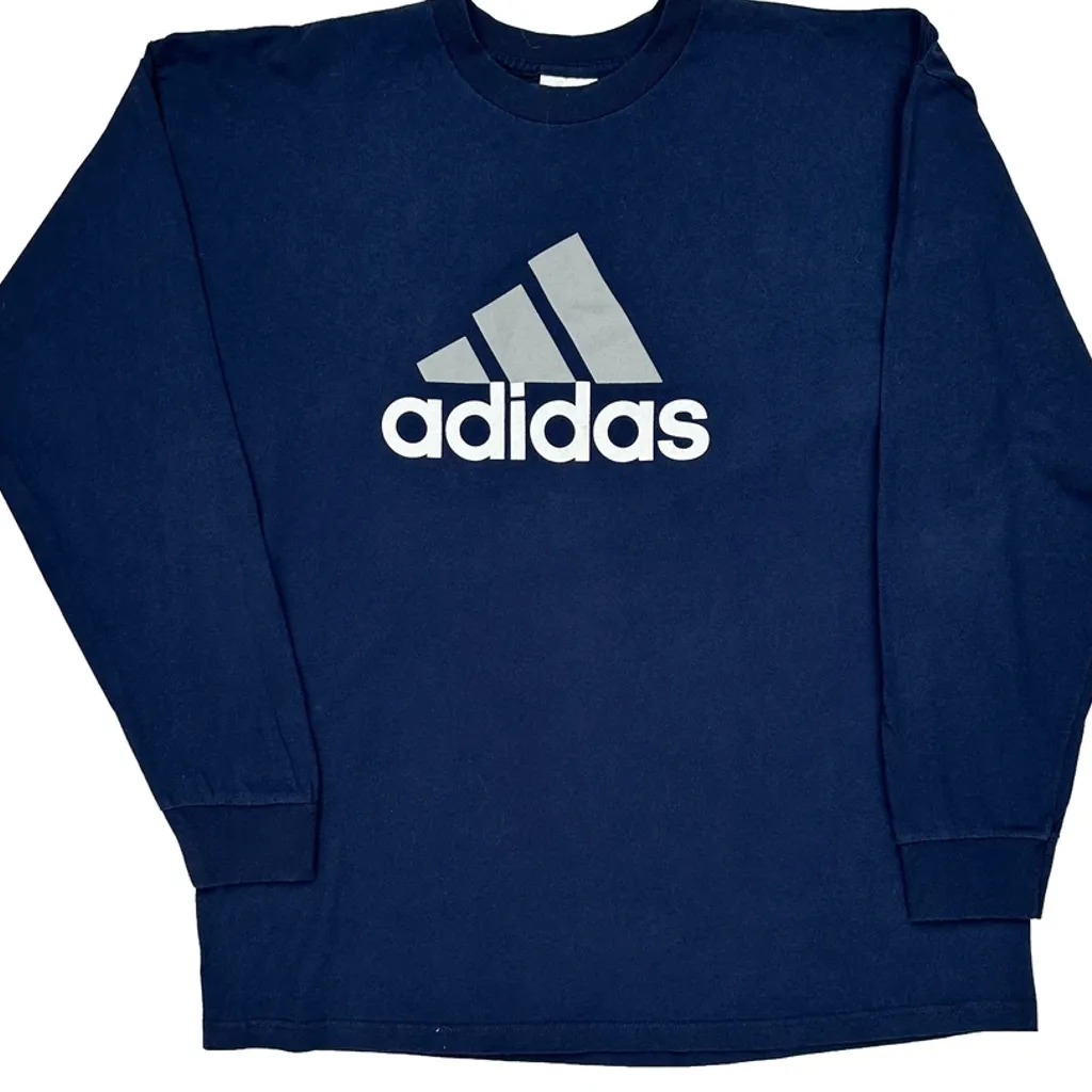Adidas Long Sleeve T-Shirt - XL Navy Cotton - Image 4