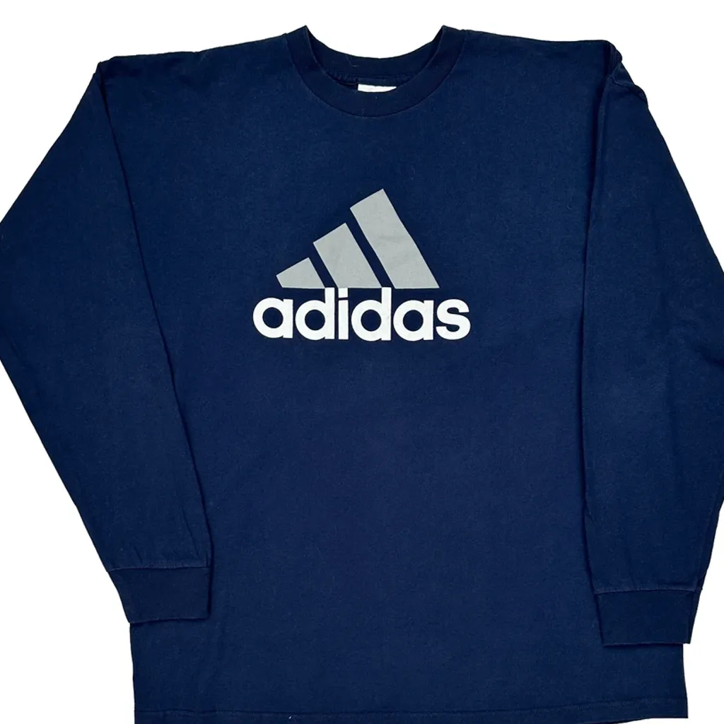 Adidas Long Sleeve T-Shirt - XL Navy Cotton - Image 5