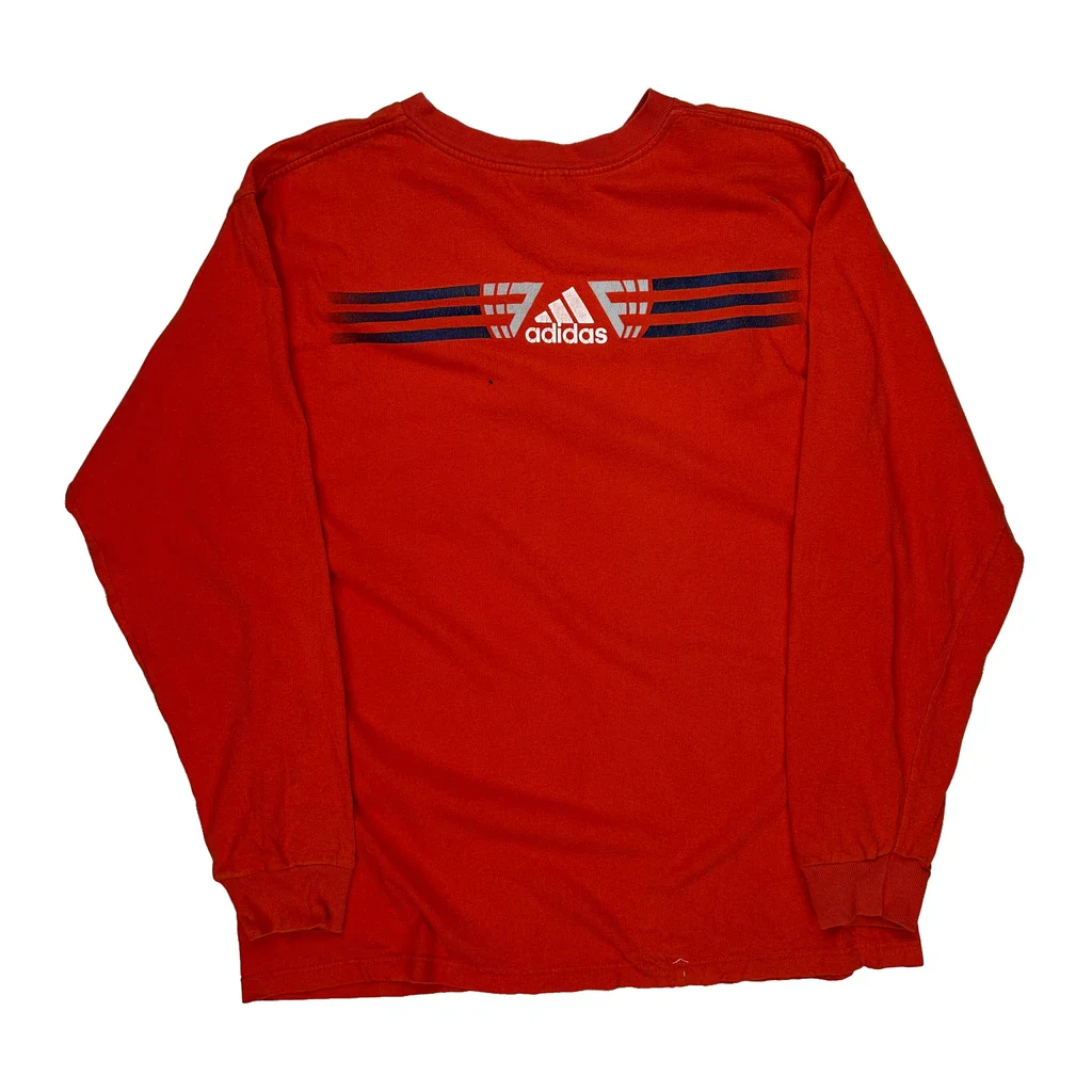 Adidas Long Sleeve T-Shirt - Large Red Cotton - Image 2