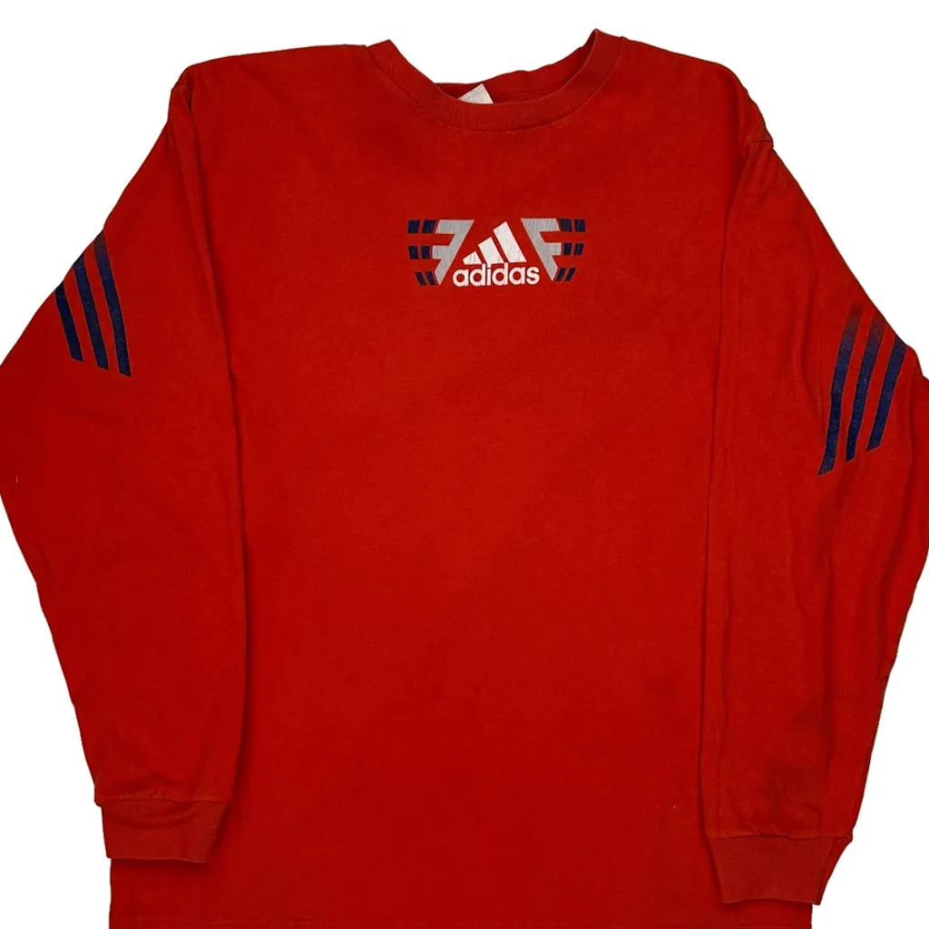Adidas Long Sleeve T-Shirt - Large Red Cotton - Image 4
