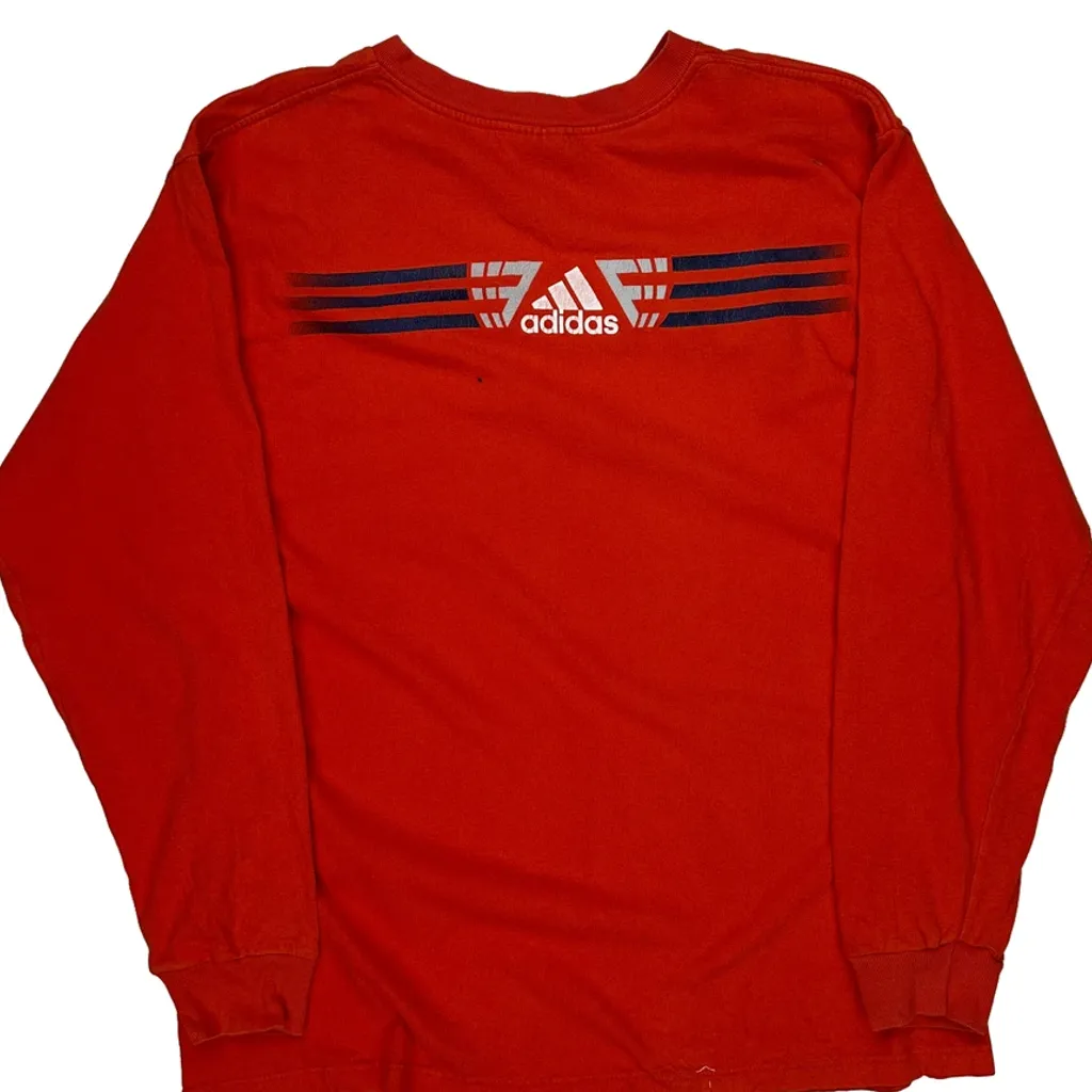 Adidas Long Sleeve T-Shirt - Large Red Cotton - Image 6