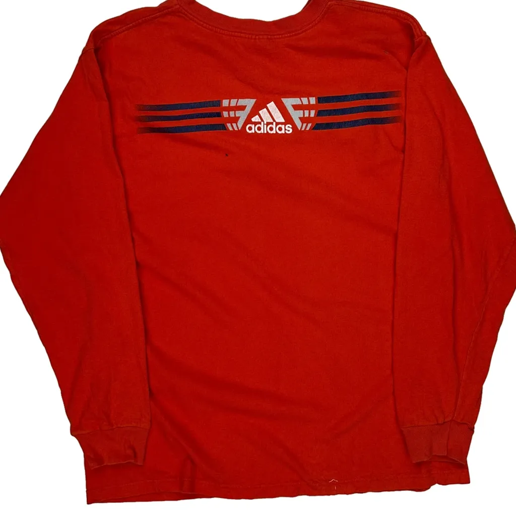 Adidas Long Sleeve T-Shirt - Large Red Cotton - Image 7