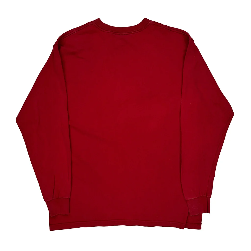 Adidas Graphic Long Sleeve T-Shirt - XL Red Cotton - Image 2