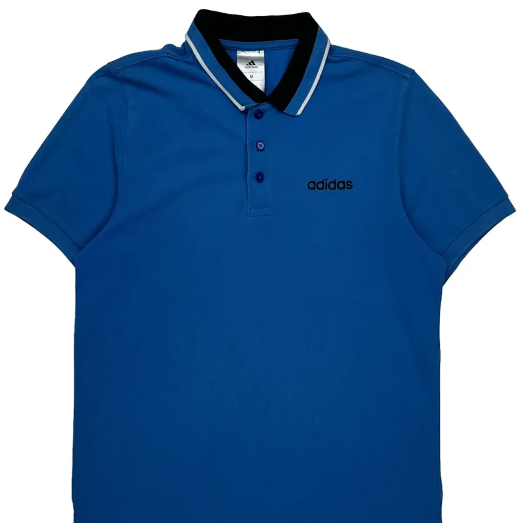 Adidas Polo Shirt - Medium Blue Cotton - Image 4
