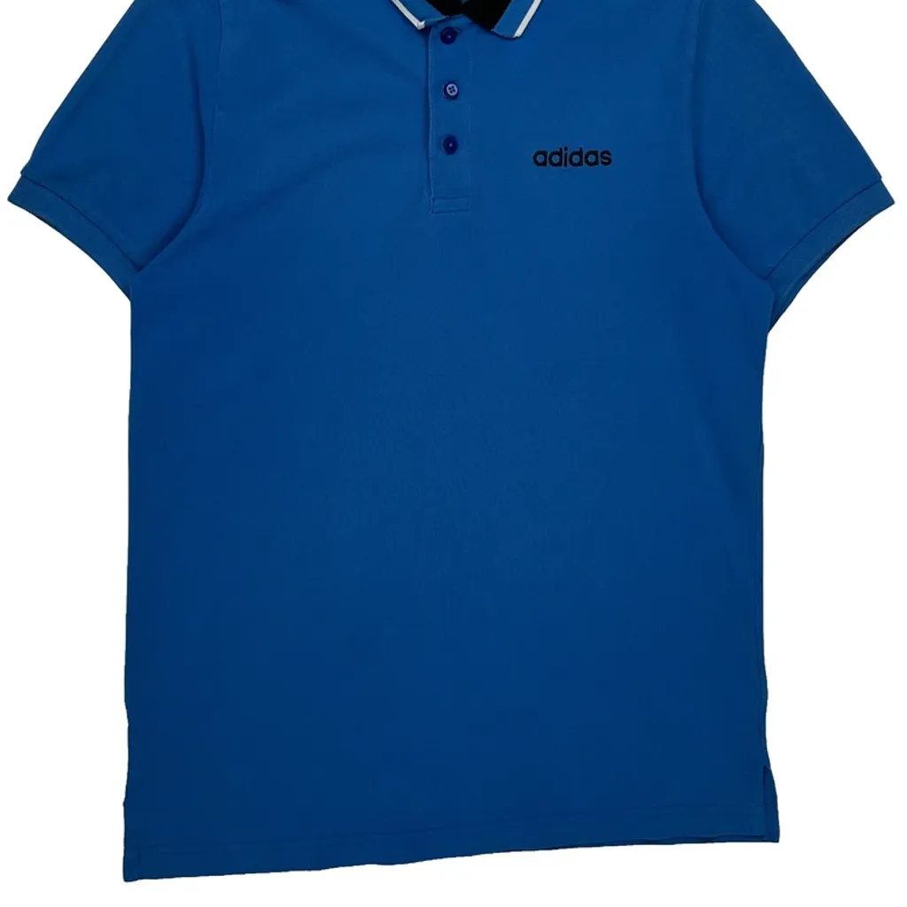 Adidas Polo Shirt - Medium Blue Cotton - Image 5