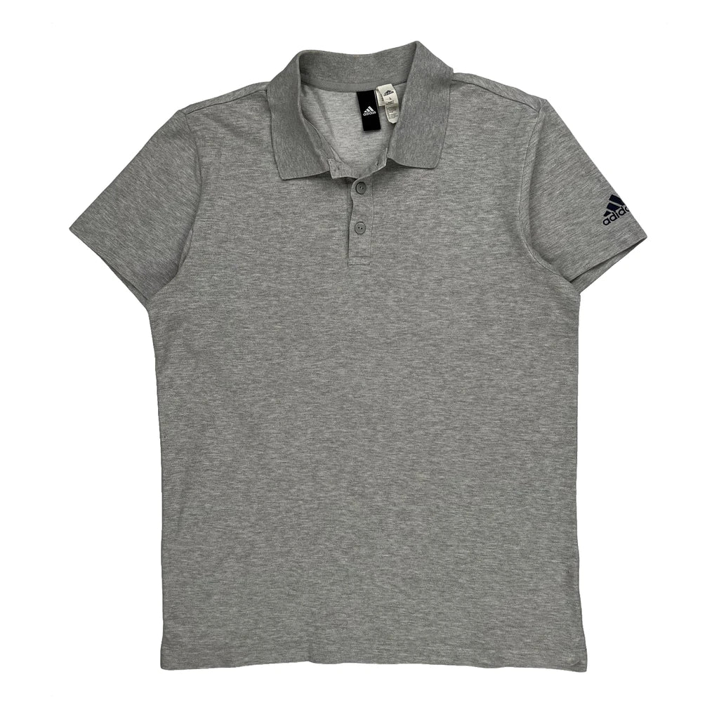 Adidas Polo Shirt - Large Grey Cotton