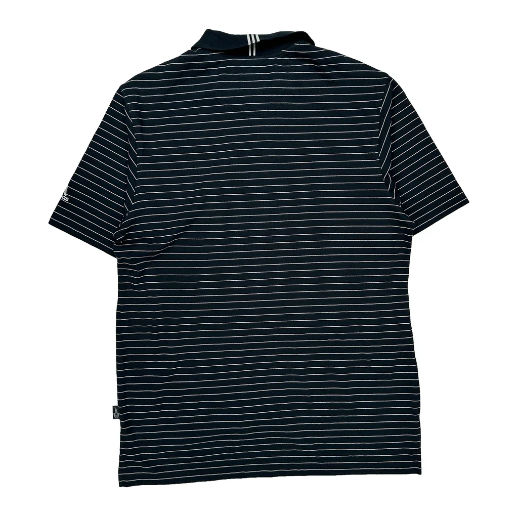 Adidas Striped Polo Shirt - Medium Navy Cotton - Image 2