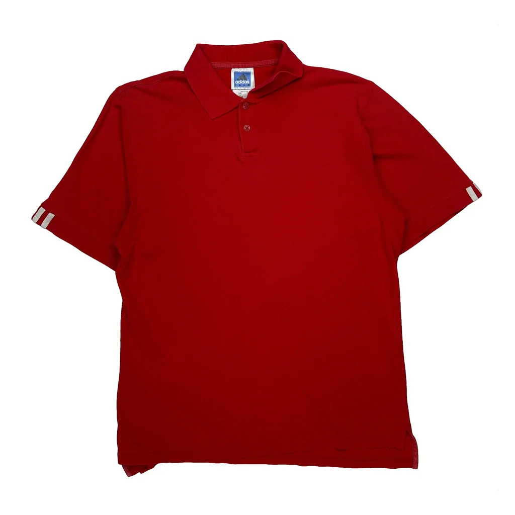 Adidas Polo Shirt - Large Red Cotton