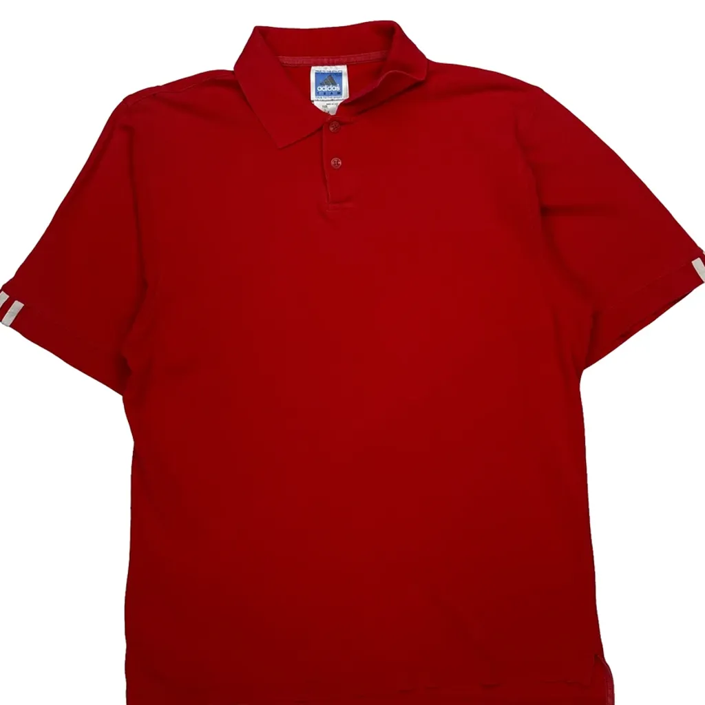 Adidas Polo Shirt - Large Red Cotton - Image 5