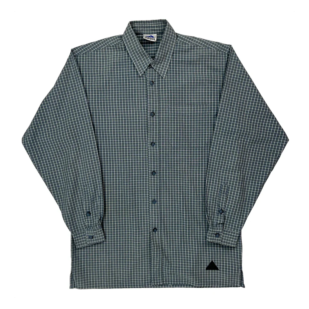 Adidas Checked Shirt - Large Green Cotton