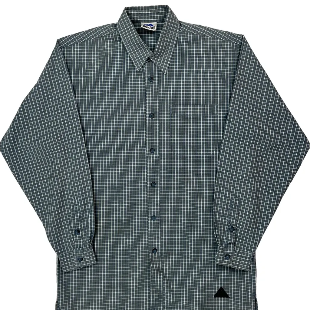 Adidas Checked Shirt - Large Green Cotton - Image 5
