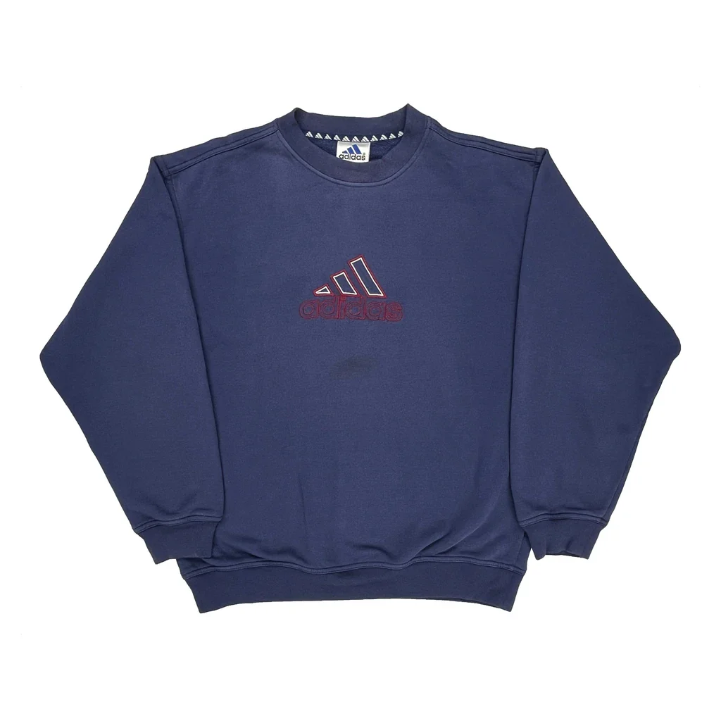 Adidas Sweatshirt - Large Blue Cotton