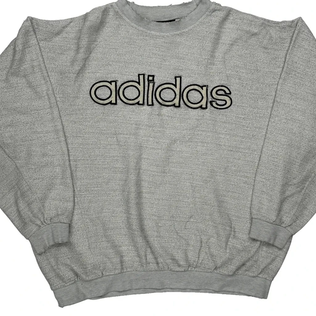 Adidas Spellout Sweatshirt - XL Grey Cotton - Image 5