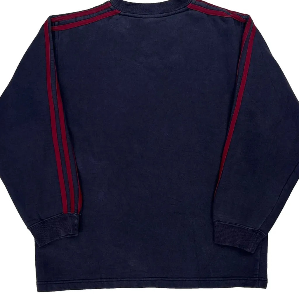 Adidas Striped Sweatshirt - Small Navy Cotton Blend - Image 7