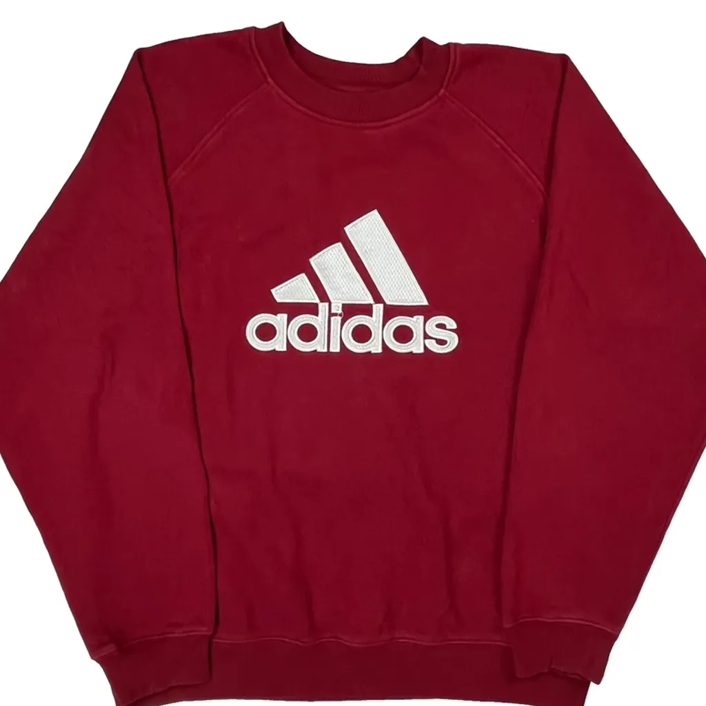 Adidas Raglan Graphic Sweatshirt - XL Red Cotton - Image 4