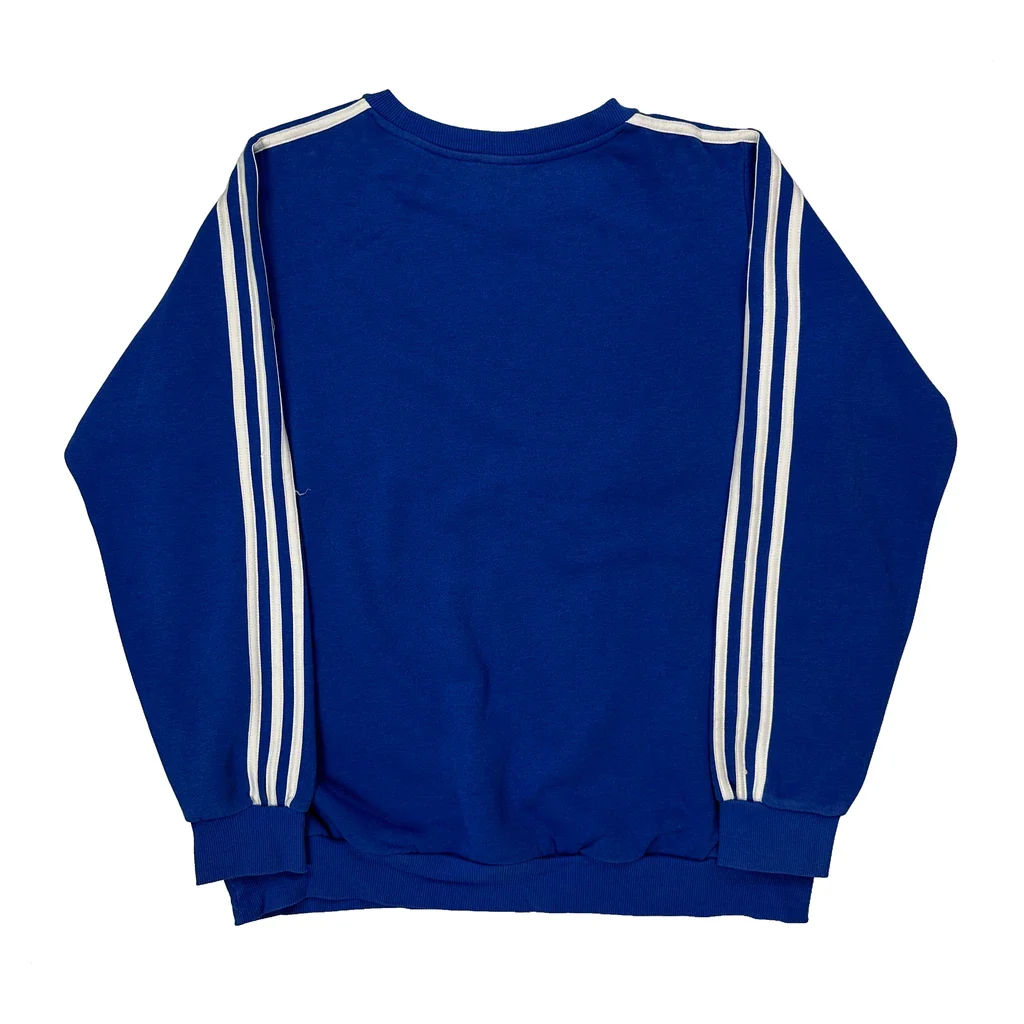 Adidas Striped Sweatshirt - XL Blue Cotton - Image 2