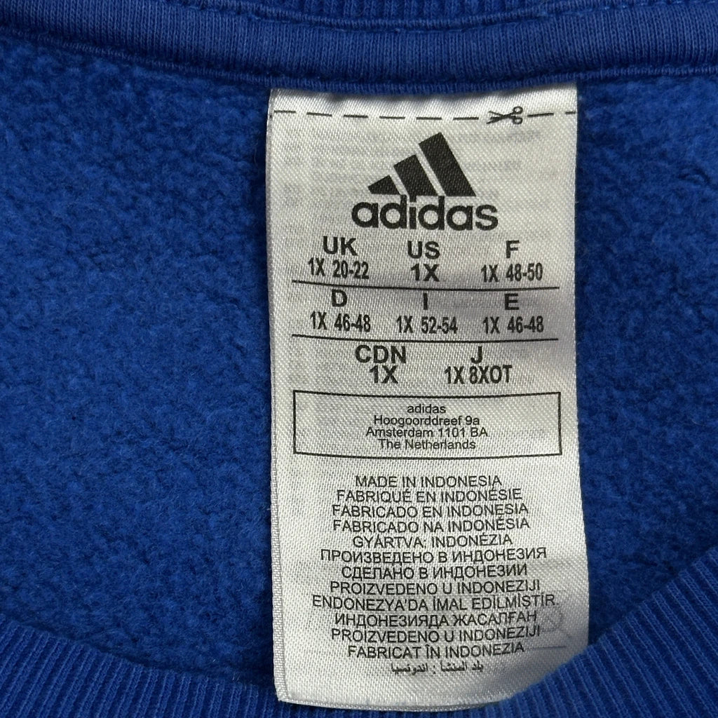 Adidas Striped Sweatshirt - XL Blue Cotton - Image 3