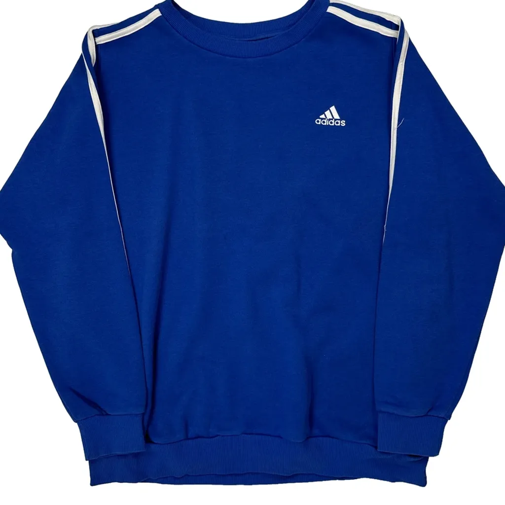 Adidas Striped Sweatshirt - XL Blue Cotton - Image 4