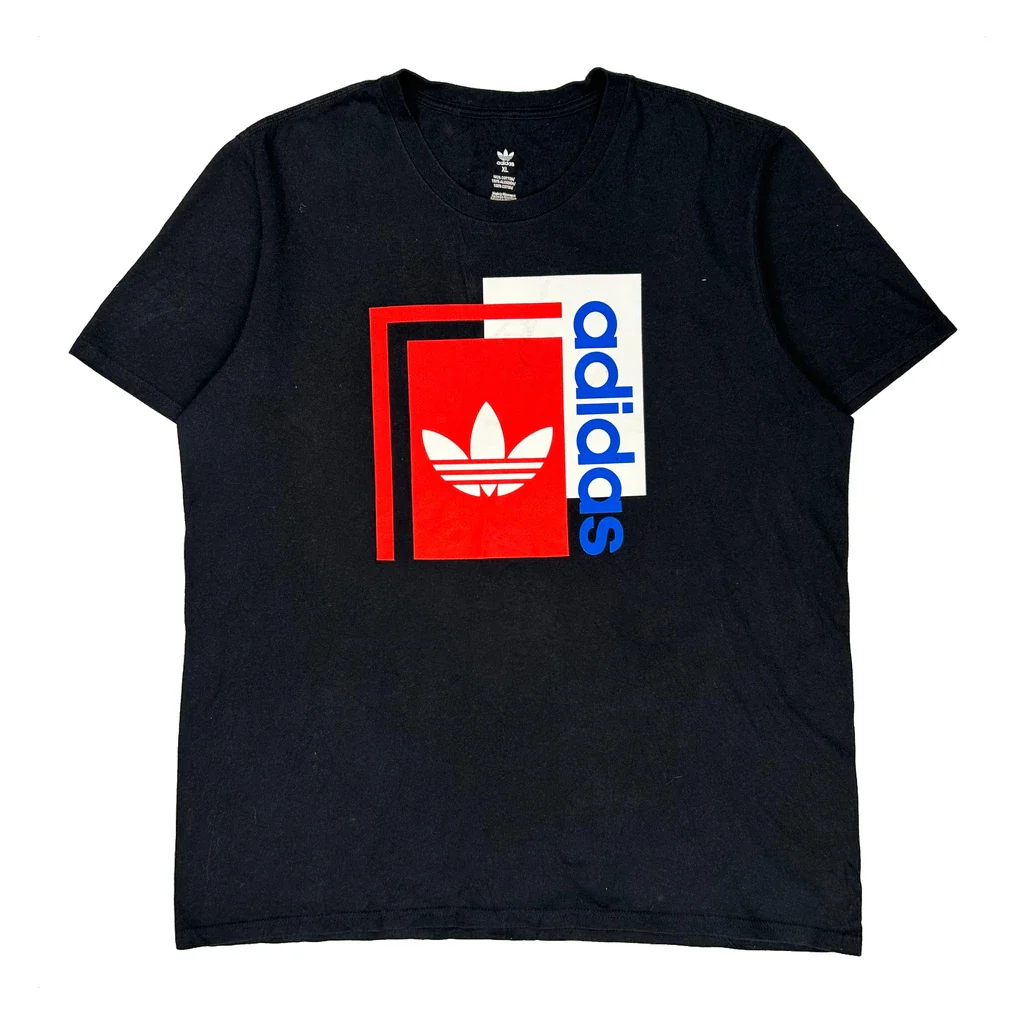 Adidas Graphic T-Shirt - XL Black Cotton