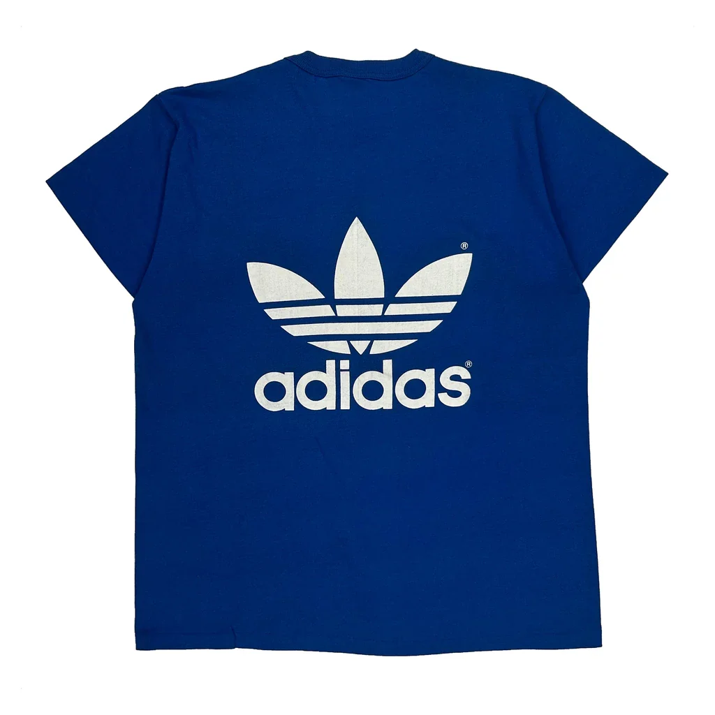 Adidas Single Stitch T-Shirt - Large Blue Cotton - Image 2