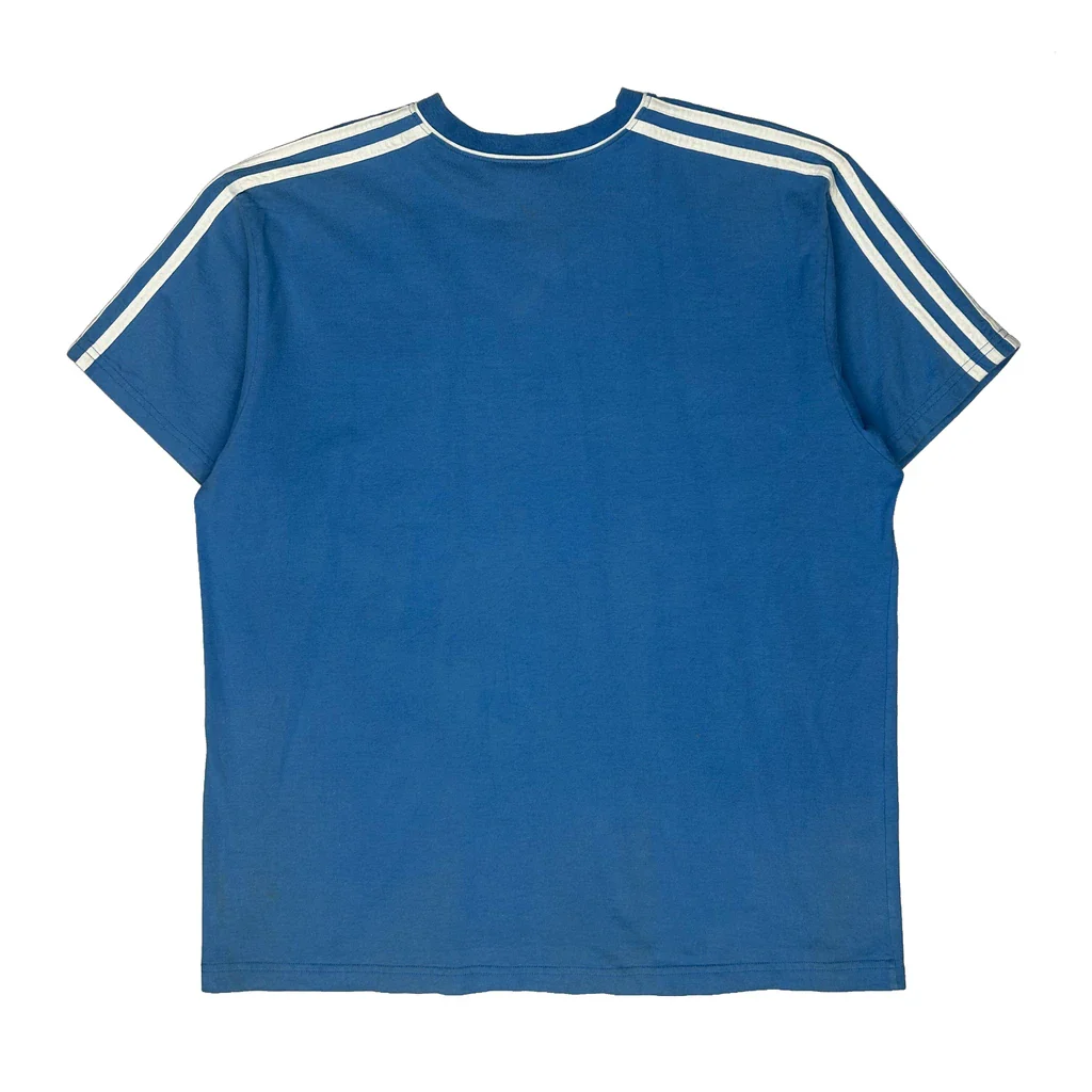 Adidas V-Neck T-Shirt - Large Blue Cotton - Image 2