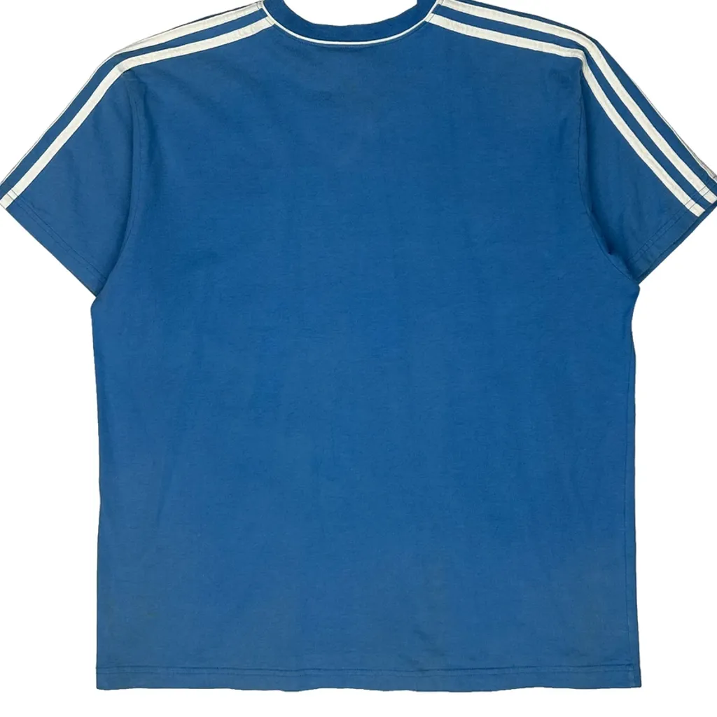 Adidas V-Neck T-Shirt - Large Blue Cotton - Image 7