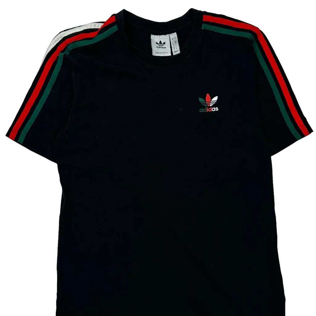 Adidas Striped T-Shirt - Small Green Cotton - Image 4
