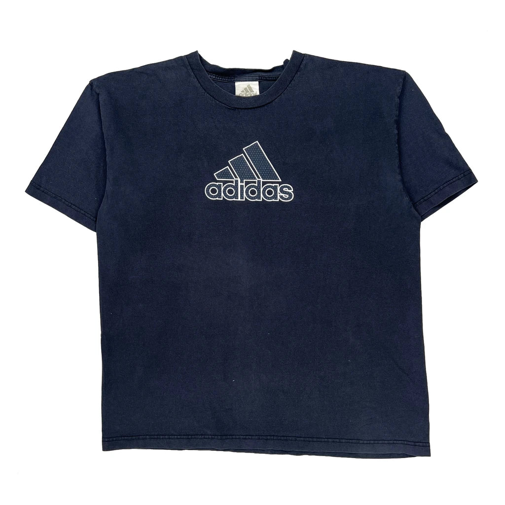 Adidas T-Shirt - Large Navy Cotton