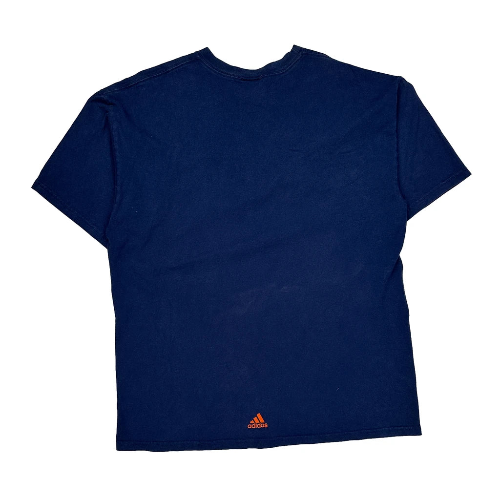 Adidas Striped T-Shirt - Large Orange Cotton - Image 2