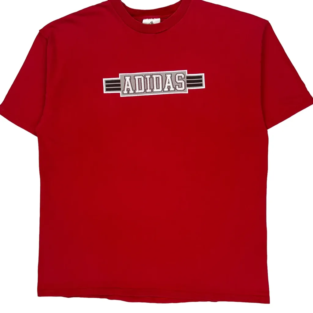 Adidas Spellout T-Shirt - Large Red Cotton - Image 5